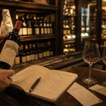 Cave des tuileries : caviste tenant une bouteille dans une cave parisienne