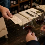 La cave du cherche midi : caviste aide à choisir une bouteille, étiquette et comptoir