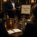Dégustation champagne paris : verres de champagne en salle à Paris
