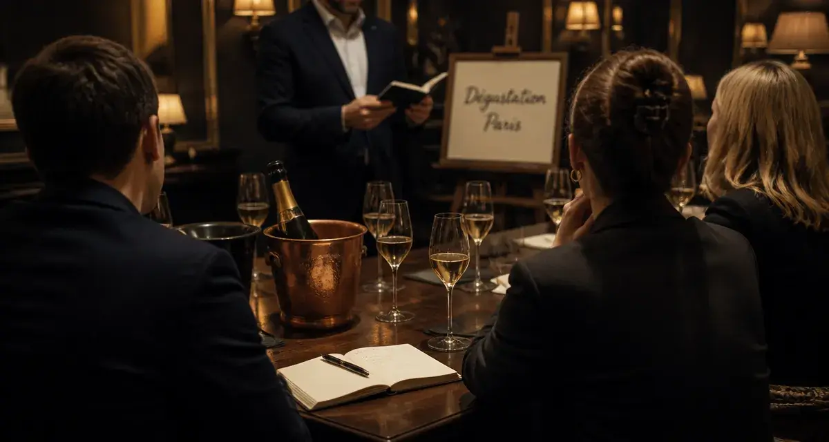 Dégustation champagne paris : verres de champagne en salle à Paris