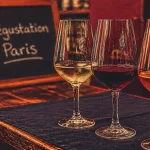 Dégustation vin Paris en bar à vin : trois verres sur table
