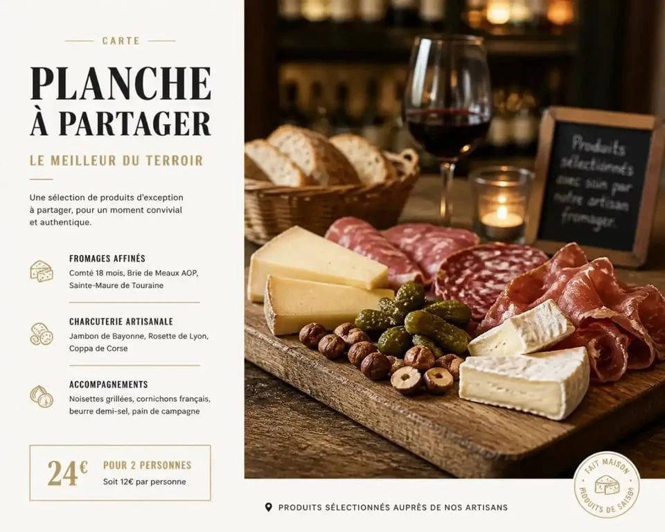Planche à partager au 228 litres rue Victor Massé, Paris