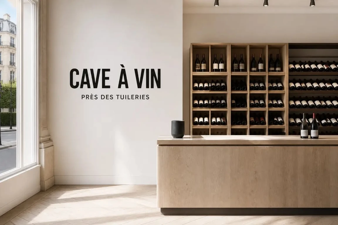 Cave des Tuileries : intérieur d'une cave à vin parisienne élégante avec bouteilles et comptoir de conseil