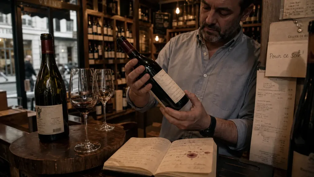 la cave du senat : bouteille de vin et caviste, étiquette sans logo