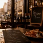 Pépins, restaurant bar à vin paris : intérieur et verres de vin