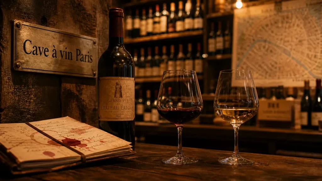 Sapajou cave à vin paris : verres tulipe et bouteilles