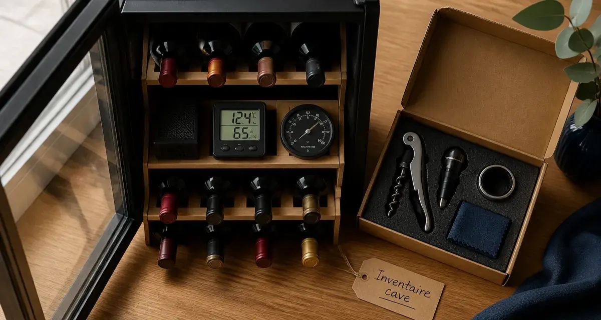 Accessoire cave à vin : hygromètre et clayettes pour protéger les bouteilles