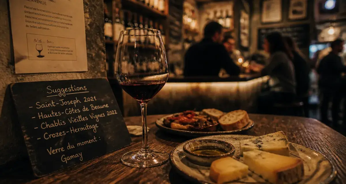 Verre de vin rouge et avis pour abstinence au restaurant & bar à vin à Paris