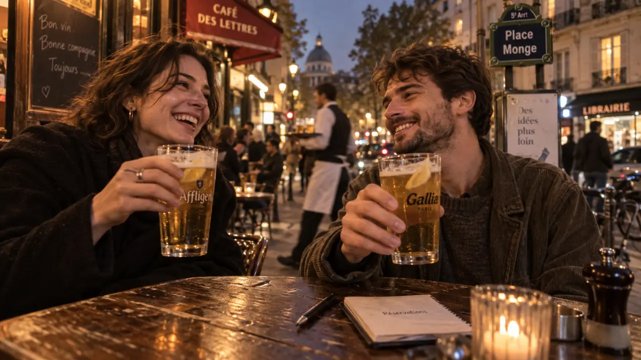 Bar place monge au Quartier latin, verres et ambiance