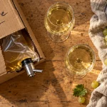 Bib vin nature : poche ouverte, robinet et verres, pour la conservation