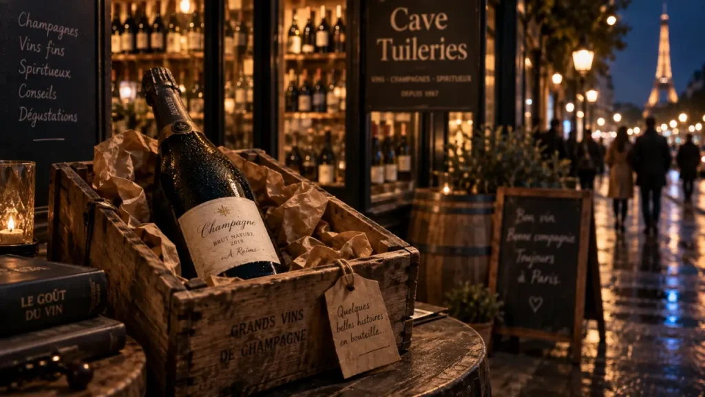 Bouteille en cave des tuileries, caviste à Paris entre Louvre Rivoli Concorde
