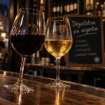 Dégustation vin argentin paris : verres Malbec et blanc, bar à vin