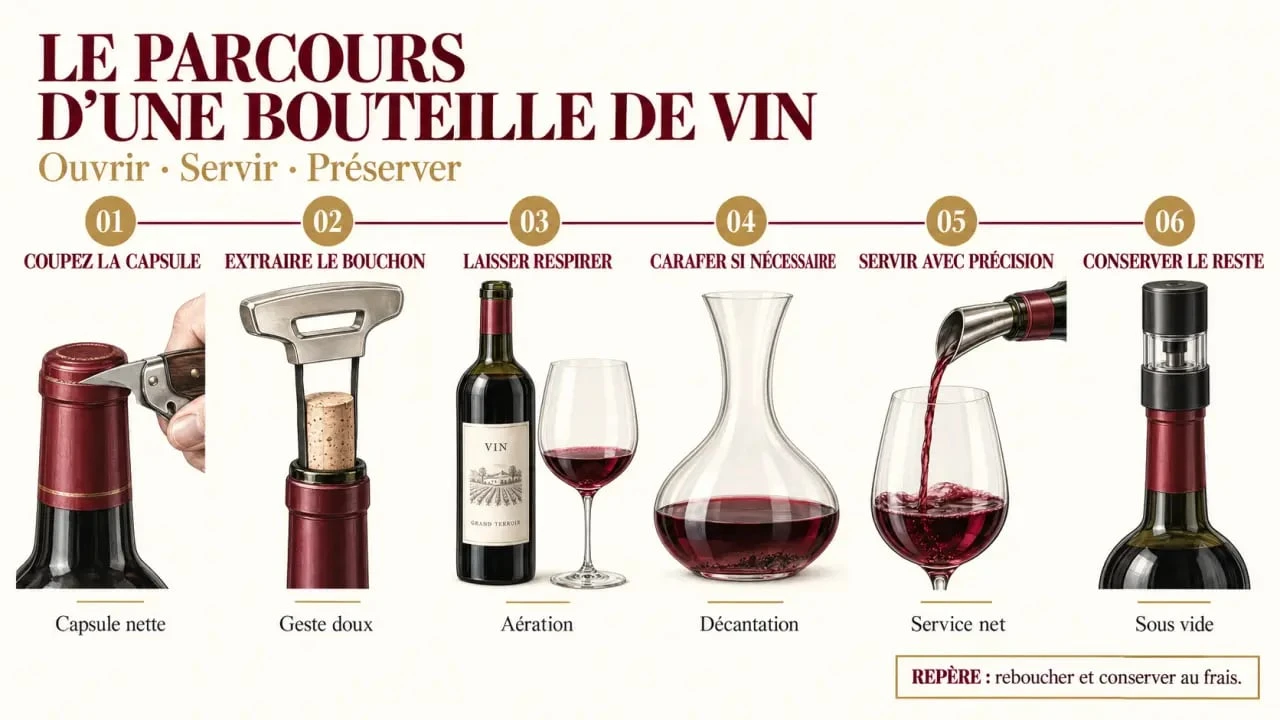 Accessoire vin : parcours des outils pour ouvrir, servir et conserver une bouteille