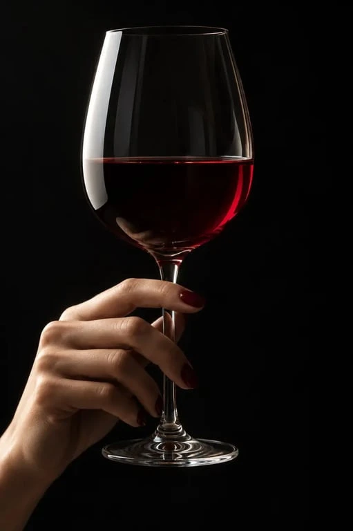 Main tenant un verre de dégustation vin par le pied avec service au tiers