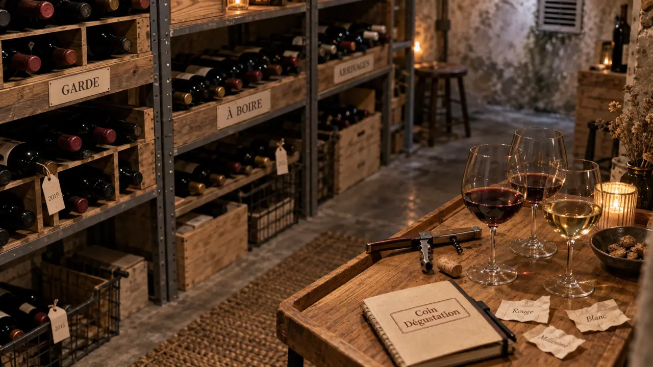 Idée aménagement cave à vin : rangements et lumière pour bouteilles
