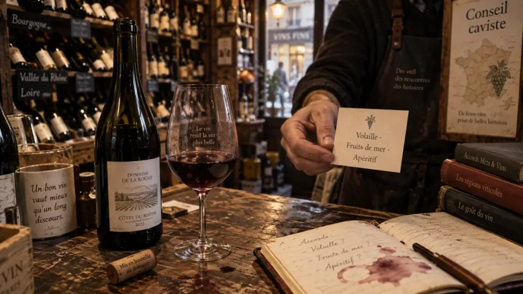 Le vin 9 à Paris : cave, bar ou bouteille d’appartement, caviste montrant des conseils