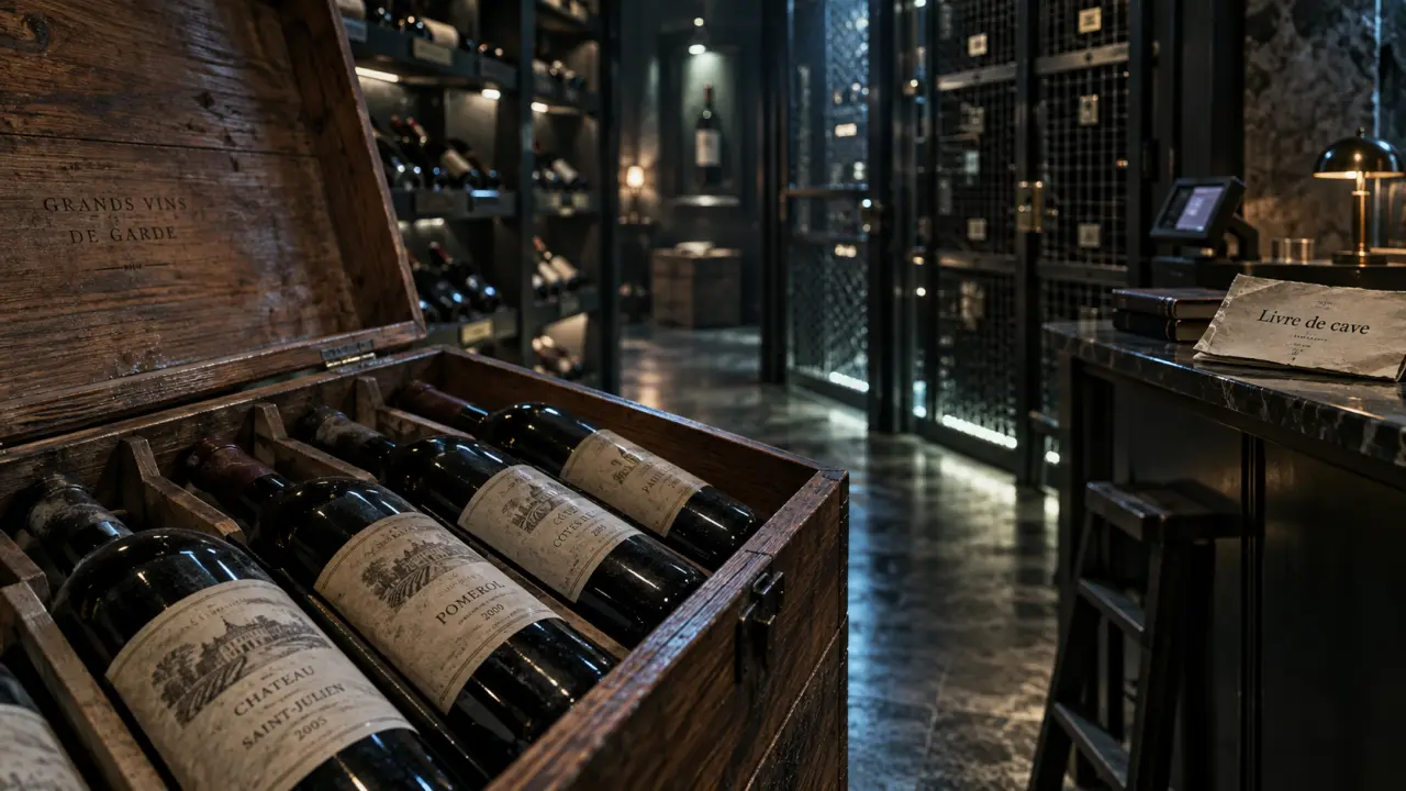 location cave a vin paris : bouteilles de garde en cave, caisse en bois