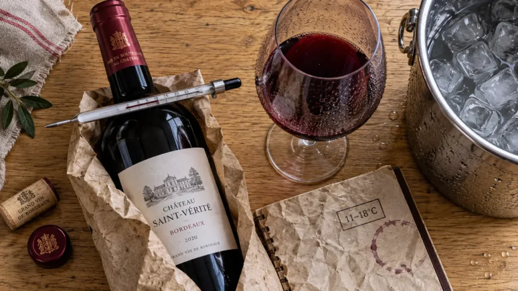 Vin rouge température : servi frais à 11–18°C