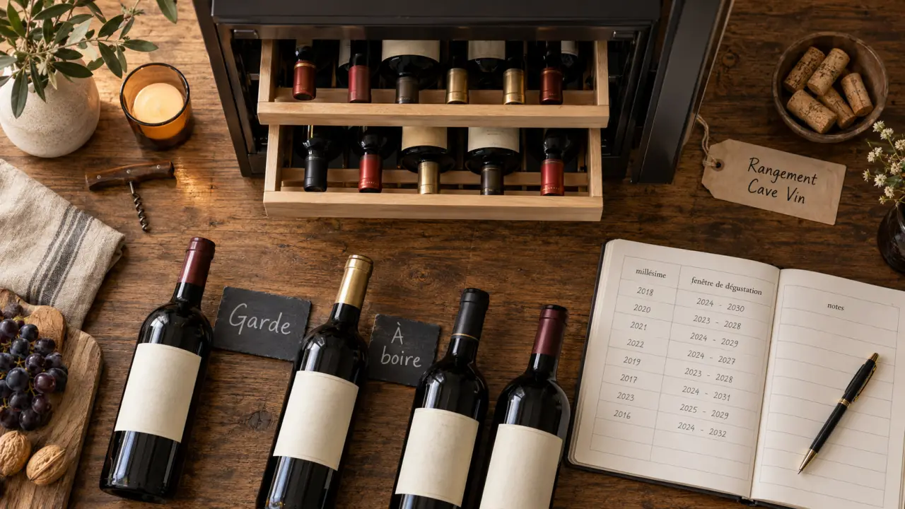 Cave à vin rangement compacte pour bouteilles et clayettes