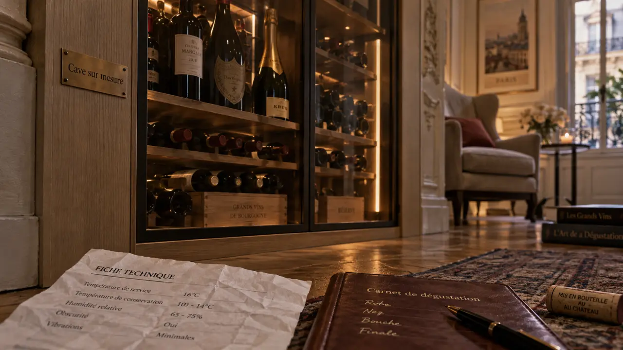 Cave à vin sur mesure à Paris, niche encastrée et bouteilles bien rangées