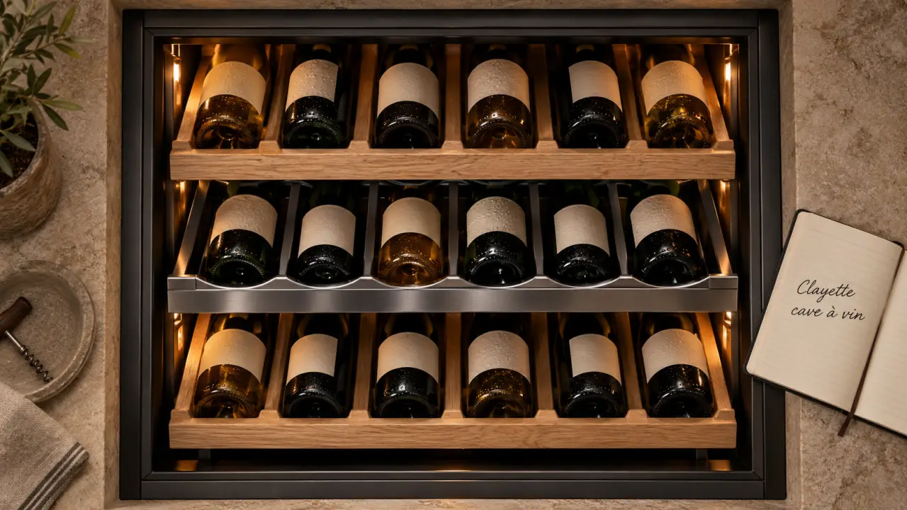 Clayette cave à vin intégrée : anti-vibrations, bouteilles stables
