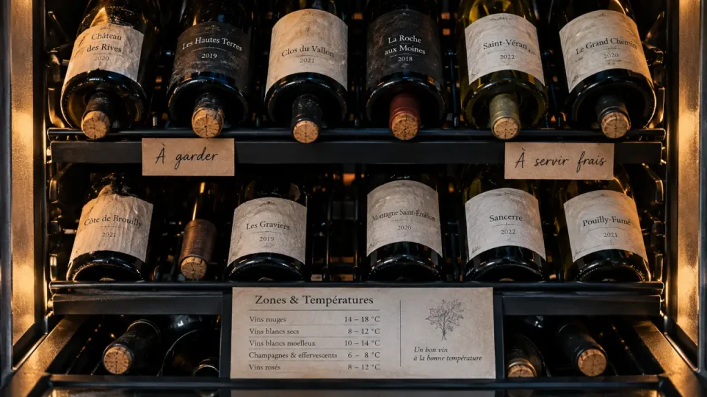 Comment ranger une cave à vin électrique : zones 12°C, bouteilles à garder et servir frais