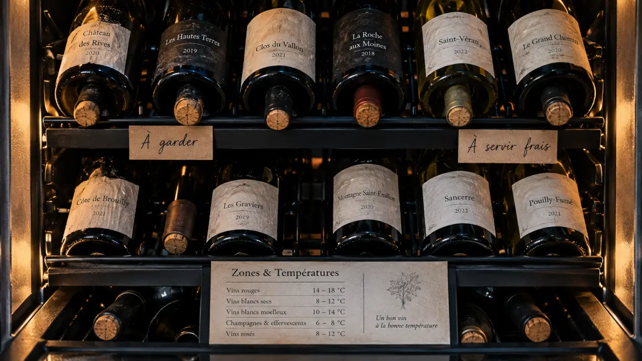 Comment ranger une cave à vin électrique : zones 12°C, bouteilles à garder et servir frais
