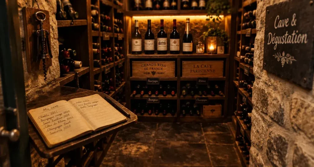 Décoration cave à vin : lumière douce et bouteilles en cave