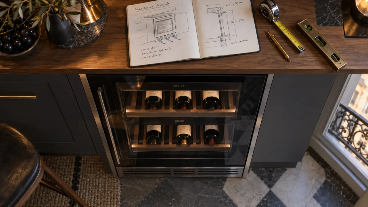 Meuble cave à vin réfrigérée encastrée : bouteilles chauffées par mauvaise ventilation