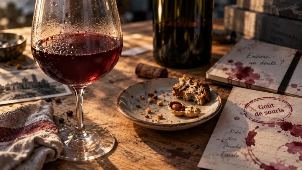 souris vin nature : verre trouble et traces brunes, signe à reconnaître